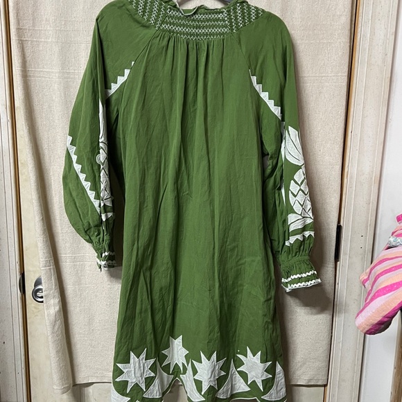 Monsoon Olive Green Smocked Dress - Picture 4 of 4